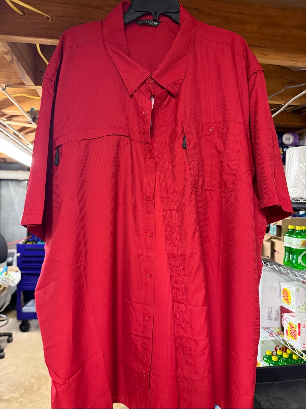 Drake Red Short-Sleeve Casual Button-Down Shirt